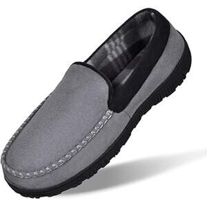 Mixin Mens Size 9.5 Gray Super Soft Slide On Moccasins Indoor Outdoor Slippers